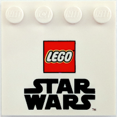 white tile modified 4 x 4 with studs on edge with lego star wars logo pattern