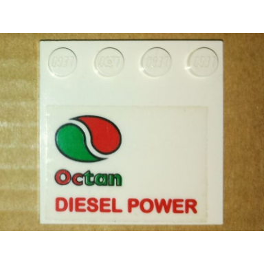white tile modified 4 x 4 with studs on edge with octan logo and red diesel power pattern model left side sticker - set 5563