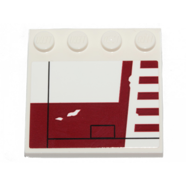 white tile modified 4 x 4 with studs on edge with dark red stripes x-wing red five luke skywalker signs pattern model left side sticker - set 75301