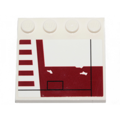 white tile modified 4 x 4 with studs on edge with dark red stripes x-wing red five luke skywalker signs pattern model right side sticker - set 75301