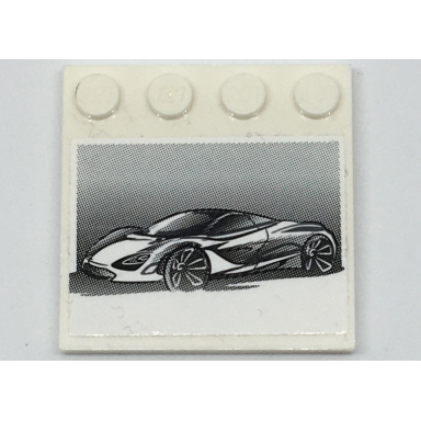 white tile modified 4 x 4 with studs on edge with black and white mclaren 720s car pattern sticker - set 75880
