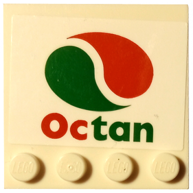 white tile modified 4 x 4 with studs on edge with octan logo pattern sticker - set 60292