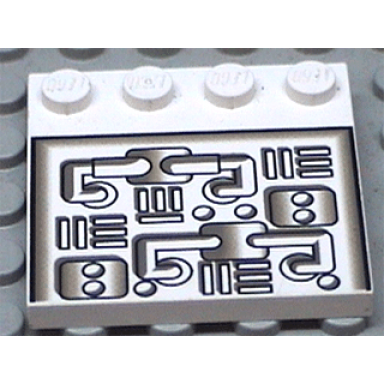 white tile modified 4 x 4 with studs on edge with pipes pattern