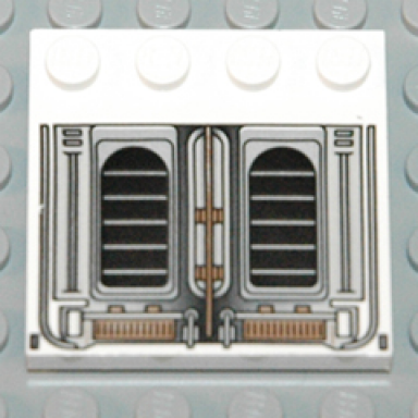white tile modified 4 x 4 with studs on edge with exhaust pattern