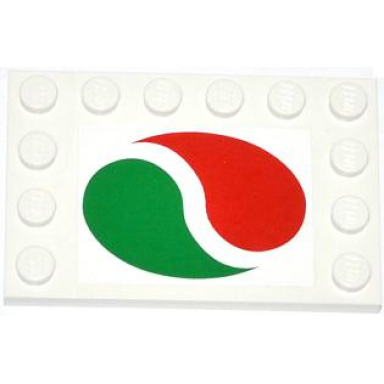 white tile modified 4 x 6 with studs on edges with octan logo pattern sticker - set 4207