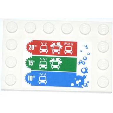 white tile modified 4 x 6 with studs on edges with bubbles and car wash price table pattern sticker - set 4207