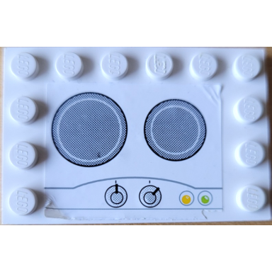 white tile modified 4 x 6 with studs on edges with stove top pattern sticker - set 5940