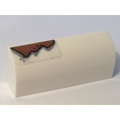 white slope curved 1 x 4 x 1 1 3 with rust pattern sticker - set 10274