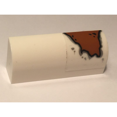 white slope curved 1 x 4 x 1 1 3 with rust large pattern sticker - set 10274