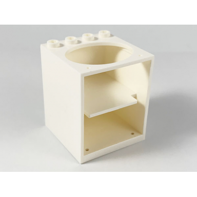 white container cupboard 4 x 4 x 4 with elliptical hole for sink