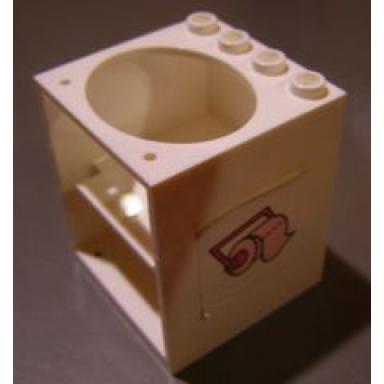 white container cupboard 4 x 4 x 4 with elliptical hole for sink with toilet paper roll pattern sticker - set 5895