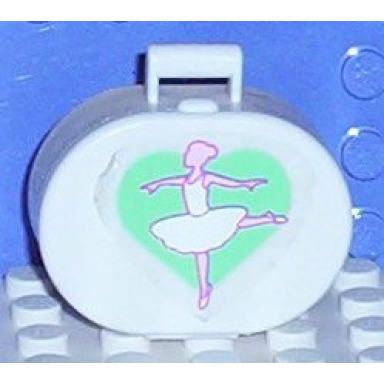 white scala utensil oval case with ballerina pattern sticker - set 5835