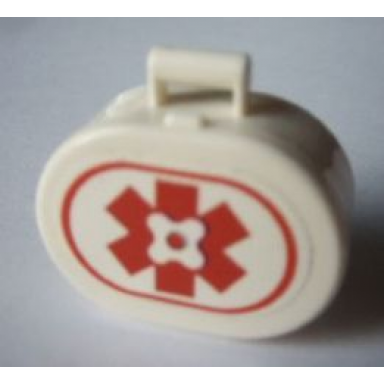 white scala utensil oval case with first aid kit pattern sticker - set 3151