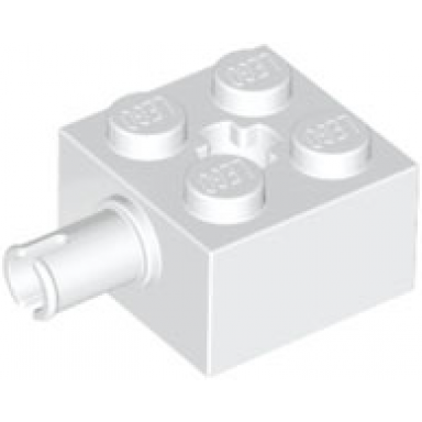 white brick modified 2 x 2 with pin and axle hole