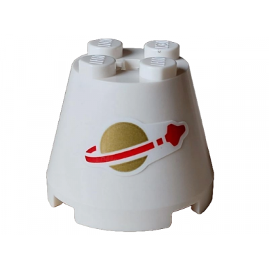 white cone 3 x 3 x 2 with gold and red classic space logo pattern sticker - set 40712