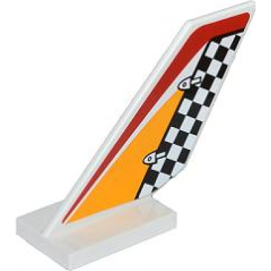 white tail shuttle with checkered rudder and red and bright light orange pattern on both sides stickers - set 60019