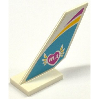 white tail shuttle with yellow and magenta stripes and hla in winged heart on medium azure background pattern on both sides stickers - set 41100