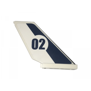 white tail shuttle with dark blue stripe and 02 in white circle pattern on both sides stickers - set 60070