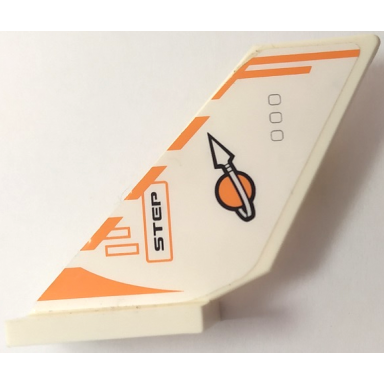 white tail shuttle with orange and white classic space logo stripes and step pattern model left side sticker - set 7649