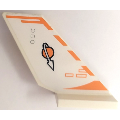 white tail shuttle with orange and white classic space logo and stripes pattern model right side sticker - set 7649