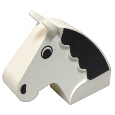 white horse head brick with black eyes mane and nostrils pattern