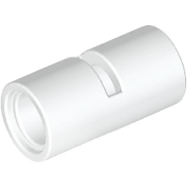white technic pin connector round 2l with slot pin joiner round