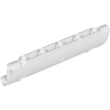 white technic panel curved 11 x 3 with 2 pin holes through panel surface