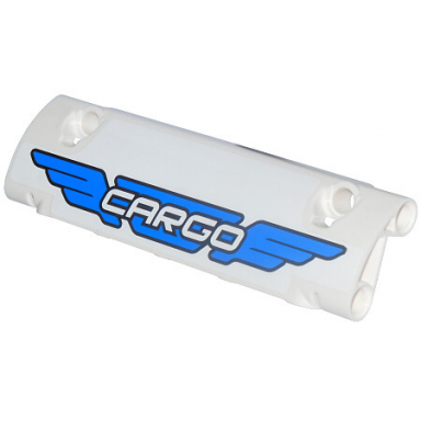 white technic panel curved 11 x 3 with blue wings and cargo pattern sticker - set 42025