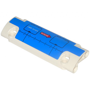 white technic panel curved 11 x 3 with blue panel with liquid oxygen and red arrow with rescue pattern model left sticker - set 42025