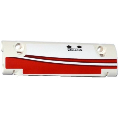 white technic panel curved 11 x 3 with red stripes 2 black arrows and step pattern model right side sticker - set 42040