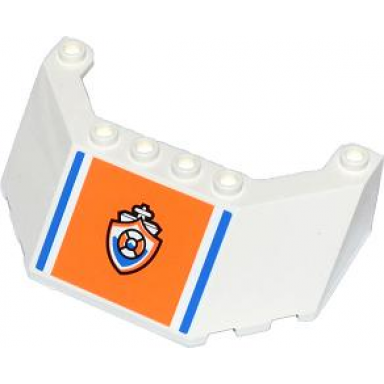 white windscreen 5 x 8 x 2 with blue lines and coast guard logo on orange background pattern sticker - set 60014