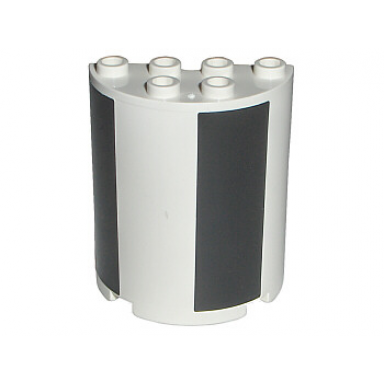 white cylinder half 2 x 4 x 4 with black sections pattern stickers - set 7468