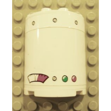 white cylinder half 2 x 4 x 4 with gauge rivets and 2 lights pattern stickers - set 4981