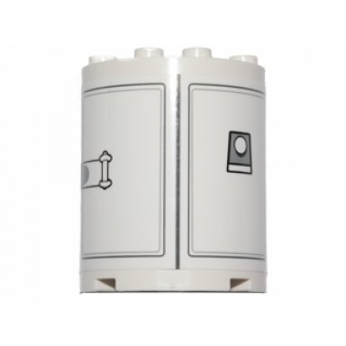white cylinder half 2 x 4 x 4 with sw gun turret hatches pattern sticker - set 75138