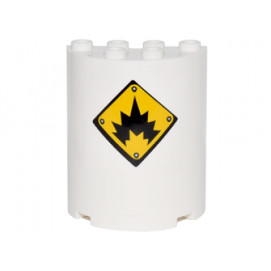 white cylinder half 2 x 4 x 4 with black danger explosion on yellow background sign pattern sticker - set 70900