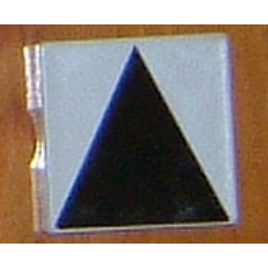 white duplo tile 2 x 2 with shape black isosceles triangle pattern
