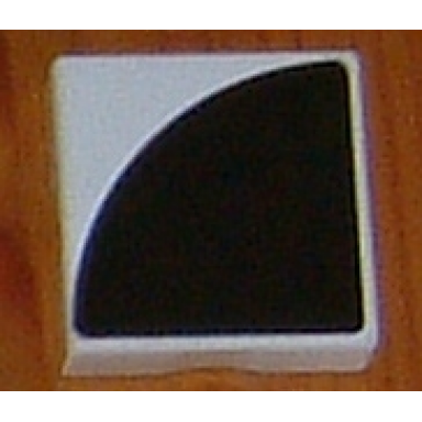 white duplo tile 2 x 2 with shape black quarter circle pattern