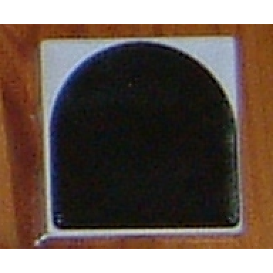 white duplo tile 2 x 2 with shape black inverse arch pattern