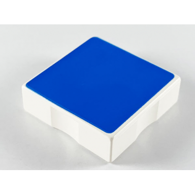 white duplo tile 2 x 2 with shape blue square pattern