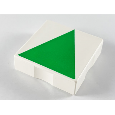 white duplo tile 2 x 2 with shape green isosceles triangle pattern