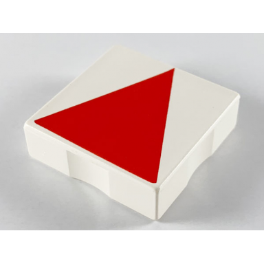 white duplo tile 2 x 2 with shape red isosceles triangle pattern