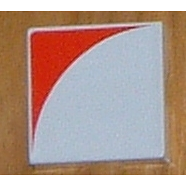 white duplo tile 2 x 2 with shape red inverse quarter circle pattern
