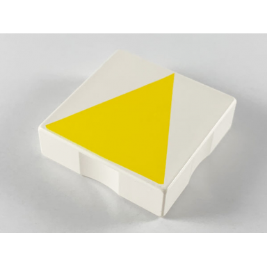 white duplo tile 2 x 2 with shape yellow isosceles triangle pattern