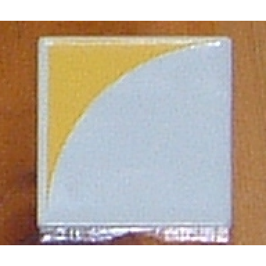 white duplo tile 2 x 2 with shape yellow inverse quarter circle pattern
