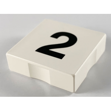 white duplo tile 2 x 2 with black number 2 pattern