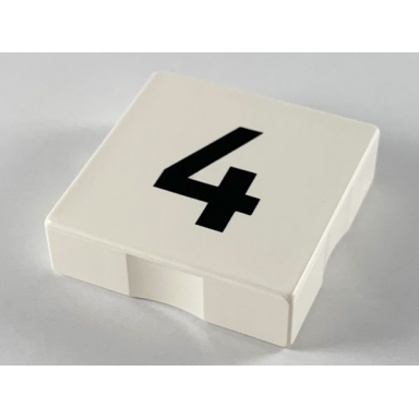 white duplo tile 2 x 2 with black number 4 pattern