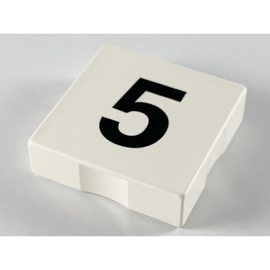 white duplo tile 2 x 2 with black number 5 pattern