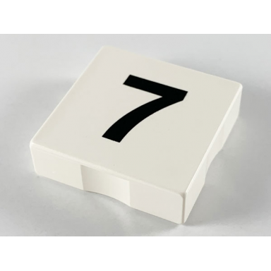 white duplo tile 2 x 2 with black number 7 pattern