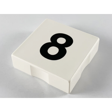 white duplo tile 2 x 2 with black number 8 pattern