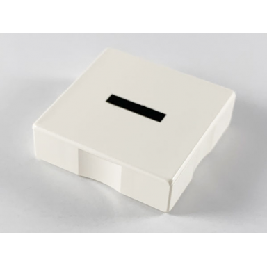 white duplo tile 2 x 2 with black dash hyphen minus sign - pattern